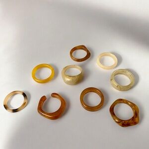 Stacking Resin Rings Brown & Tan Colorful Acrylic Ring
Bundle Set of 8